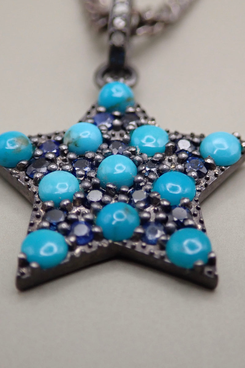 TURQUOISE & SAPPHIRE STAR PENDANT