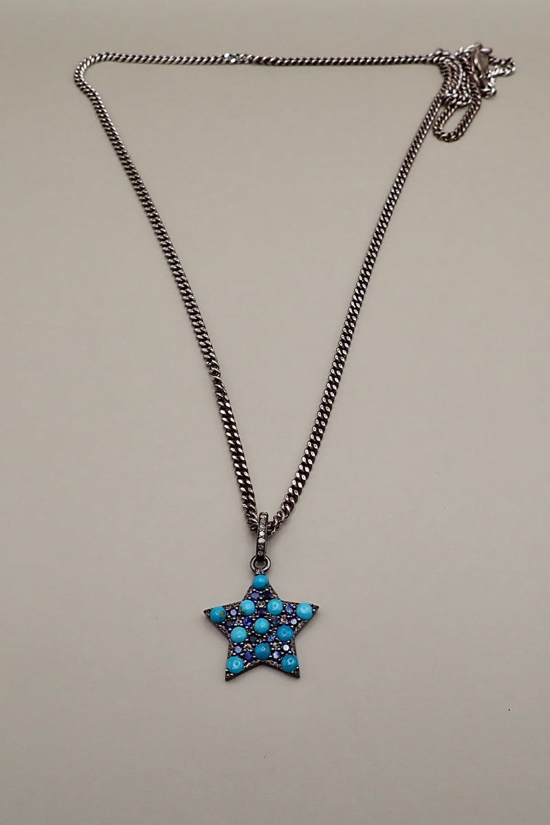 TURQUOISE & SAPPHIRE STAR PENDANT