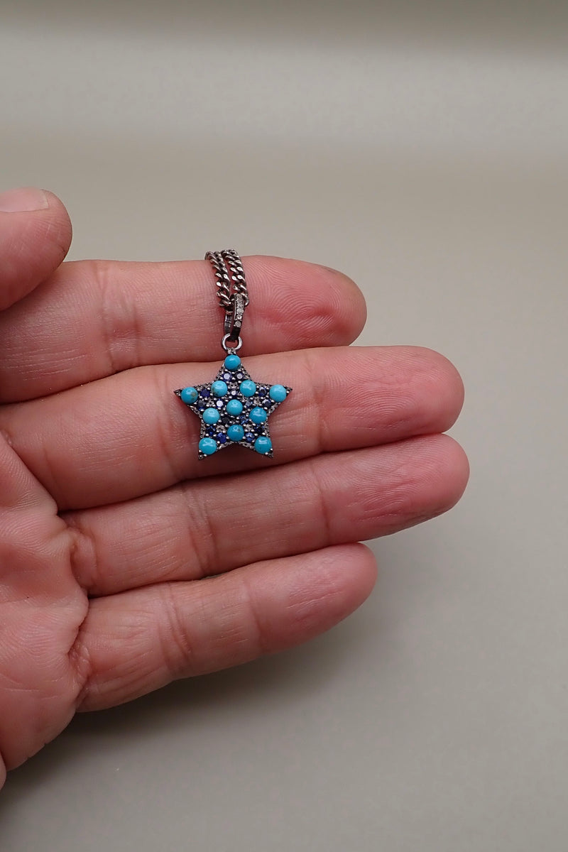 TURQUOISE & SAPPHIRE STAR PENDANT