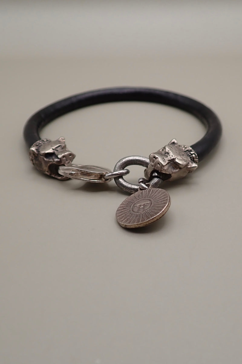 LION HEADS LEATHER BRACELET