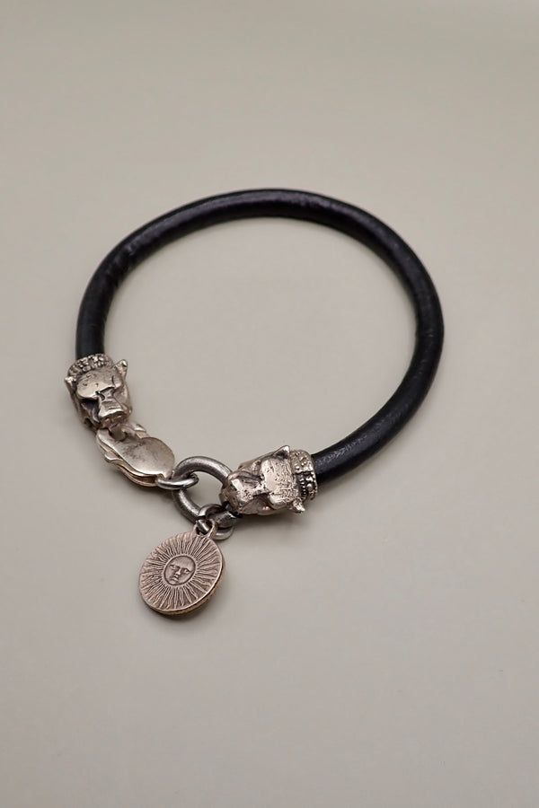 LION HEADS LEATHER BRACELET