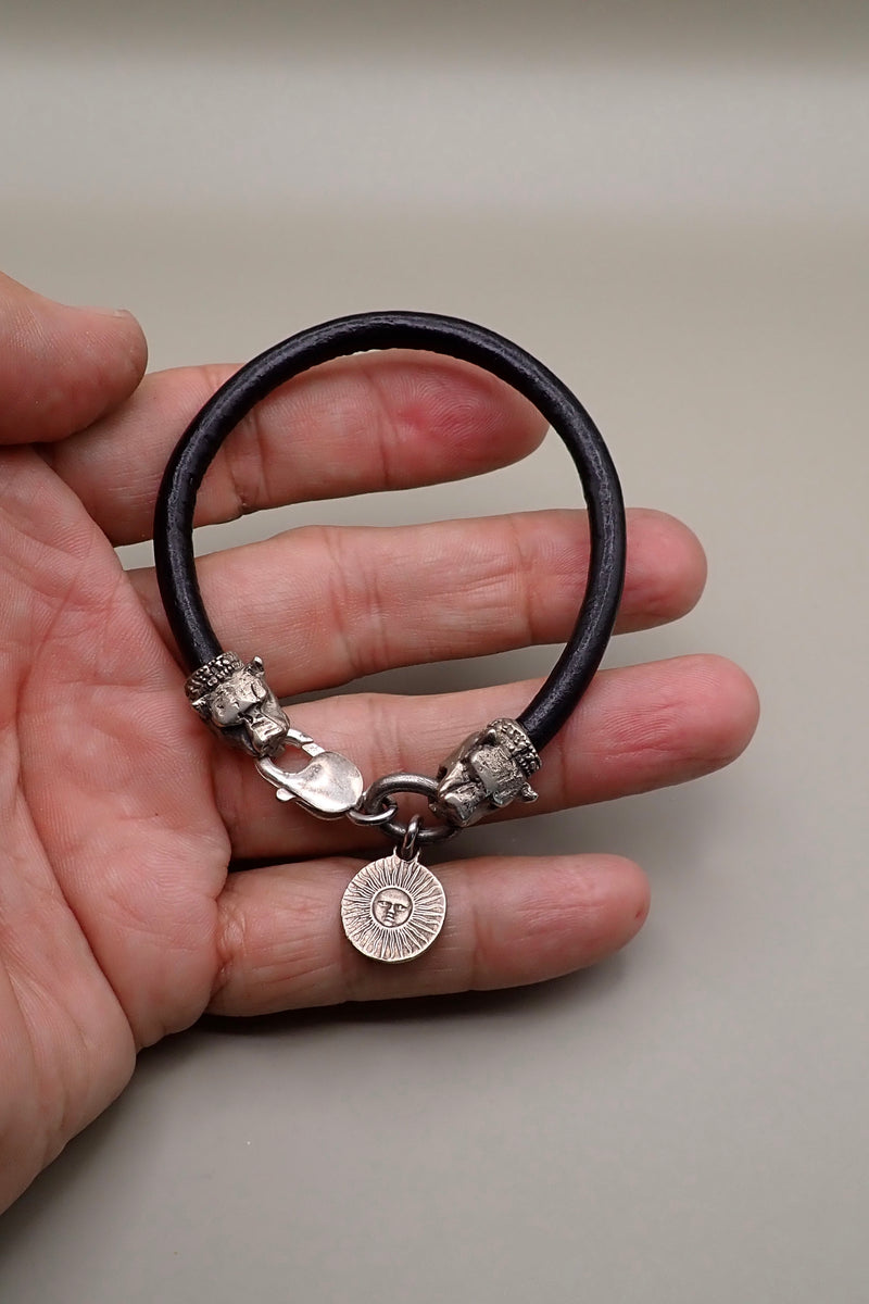 LION HEADS LEATHER BRACELET