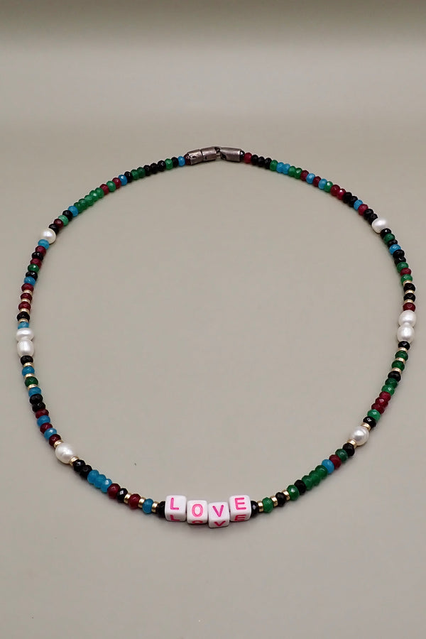 LOVE SHORT BEADED NECKLACE