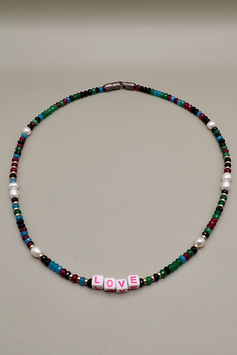 LOVE SHORT BEADED NECKLACE