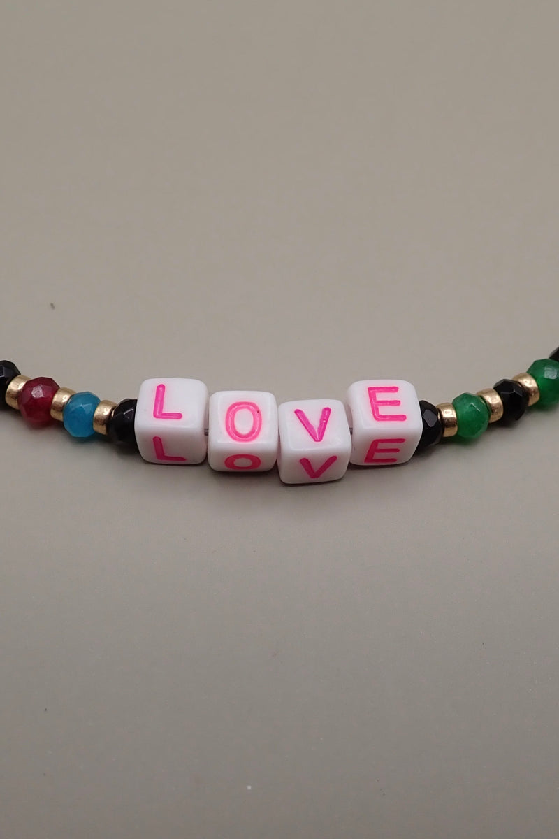 LOVE SHORT BEADED NECKLACE