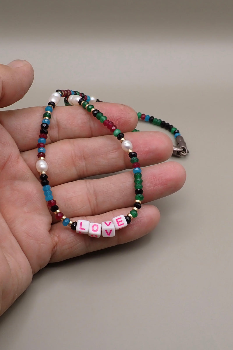 LOVE SHORT BEADED NECKLACE