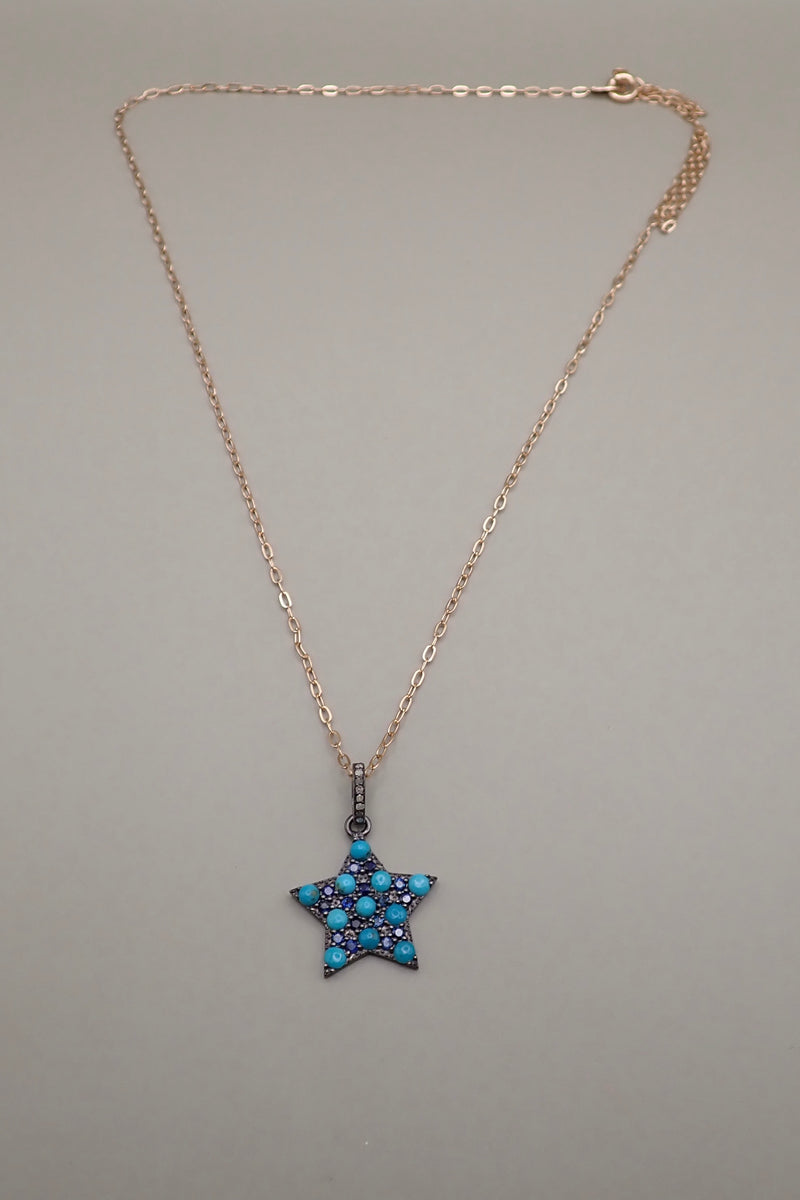 TURQUOISE & SAPPHIRE STAR PENDANT