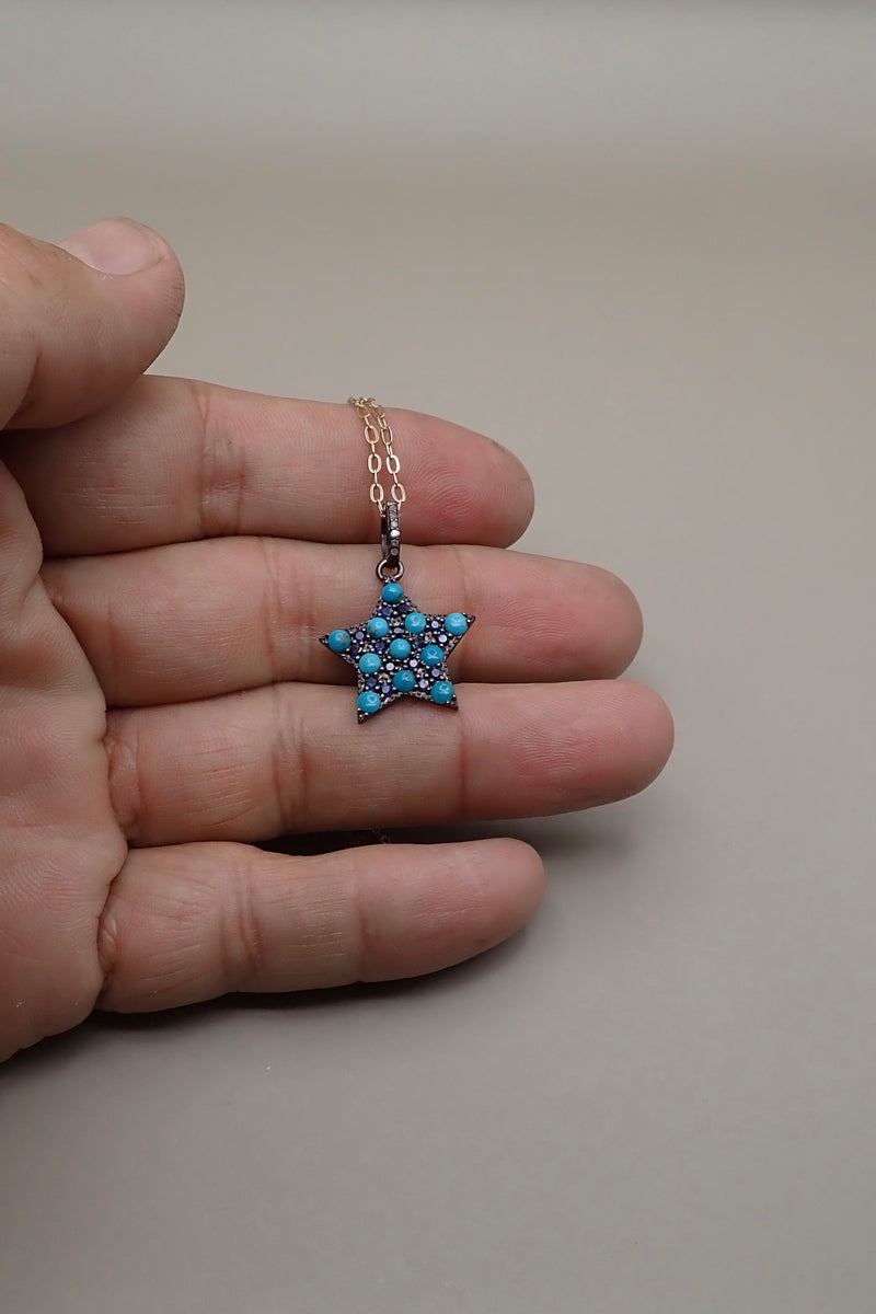 TURQUOISE & SAPPHIRE STAR PENDANT