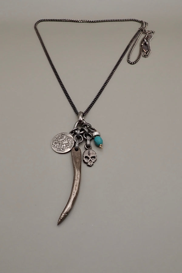 HORN- SKULL -TURQUOISE NECKLACE