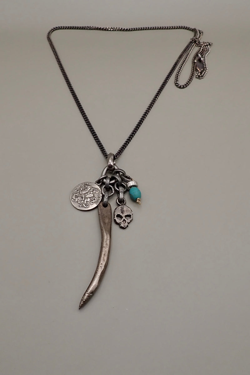 HORN- SKULL -TURQUOISE NECKLACE