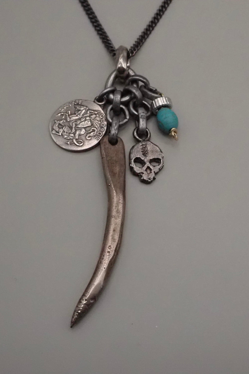 HORN- SKULL -TURQUOISE NECKLACE