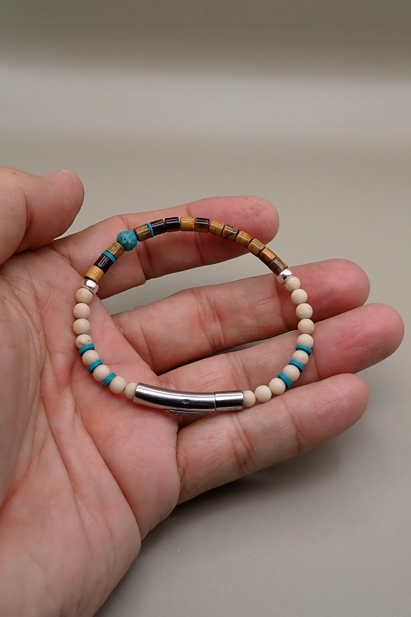 TIGER EYES & RIVER SIDE STONE BRACELET