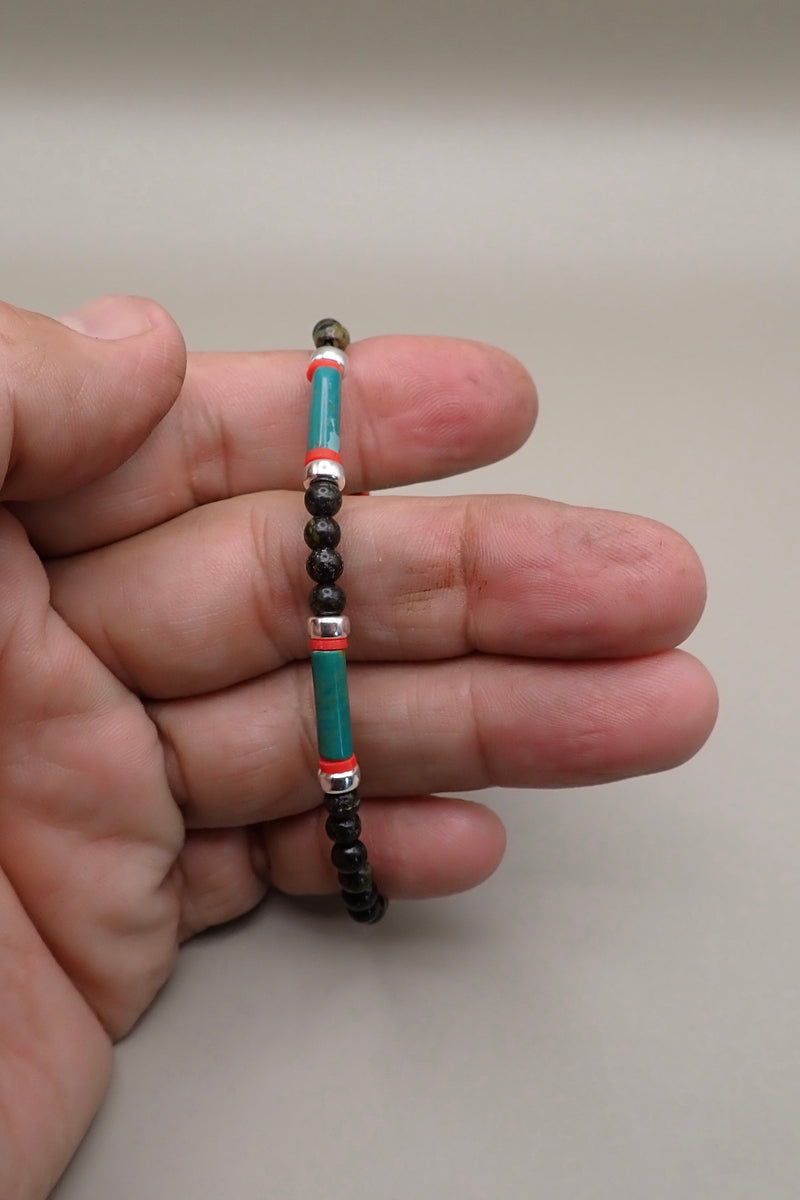 GREEN JASPER & TURQUOISE BRACELET