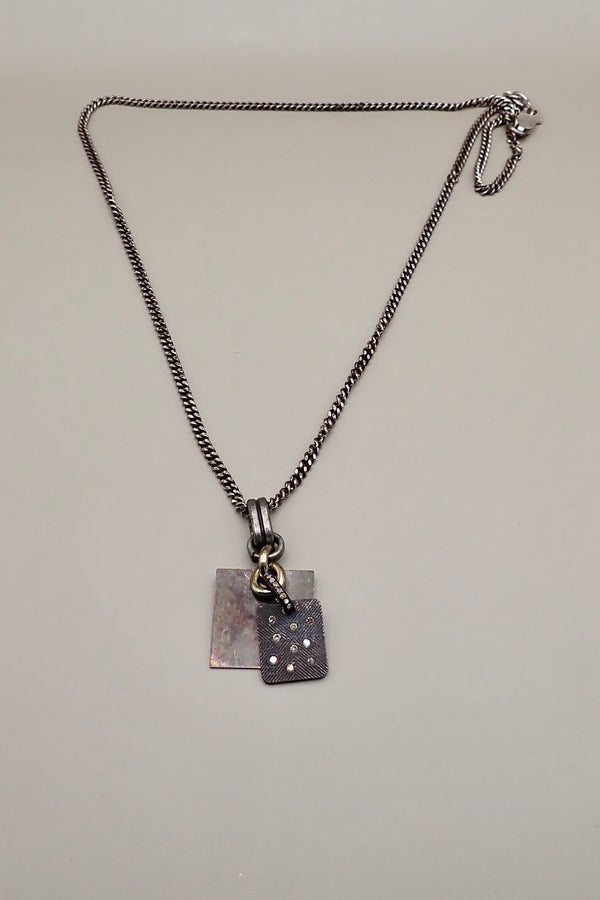 DOUBLE DIAMOND DOG TAGS NECKLACE