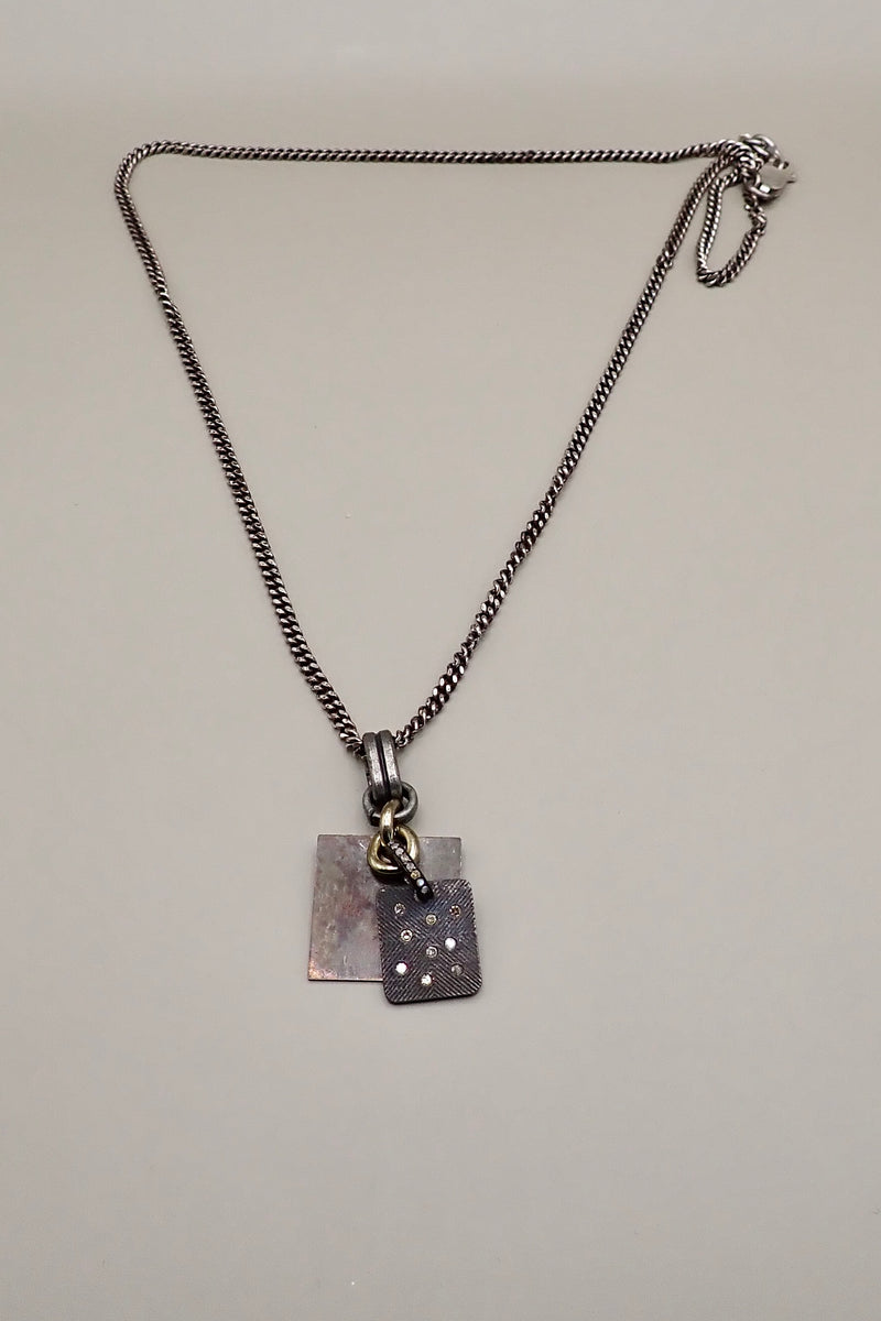 DOUBLE DIAMOND DOG TAGS NECKLACE