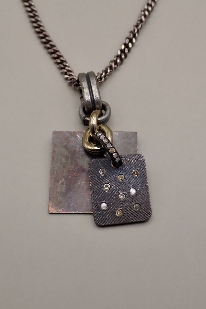 DOUBLE DIAMOND DOG TAGS NECKLACE