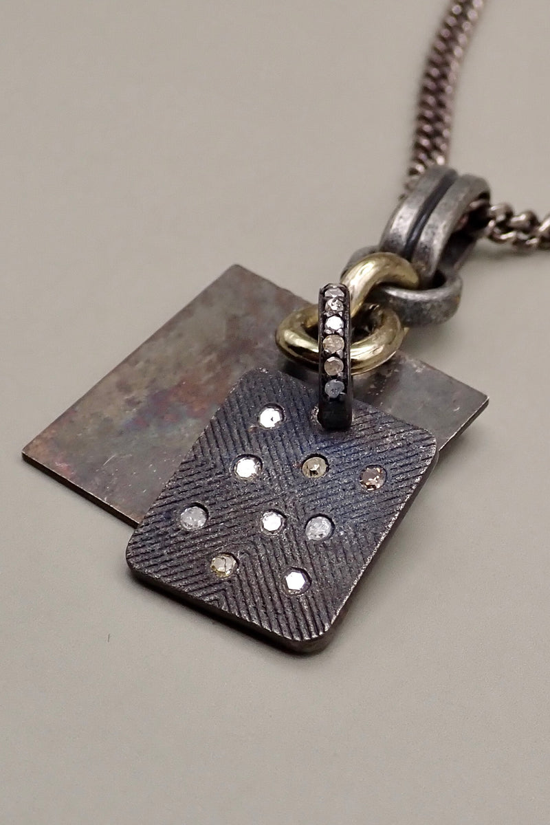 DOUBLE DIAMOND DOG TAGS NECKLACE
