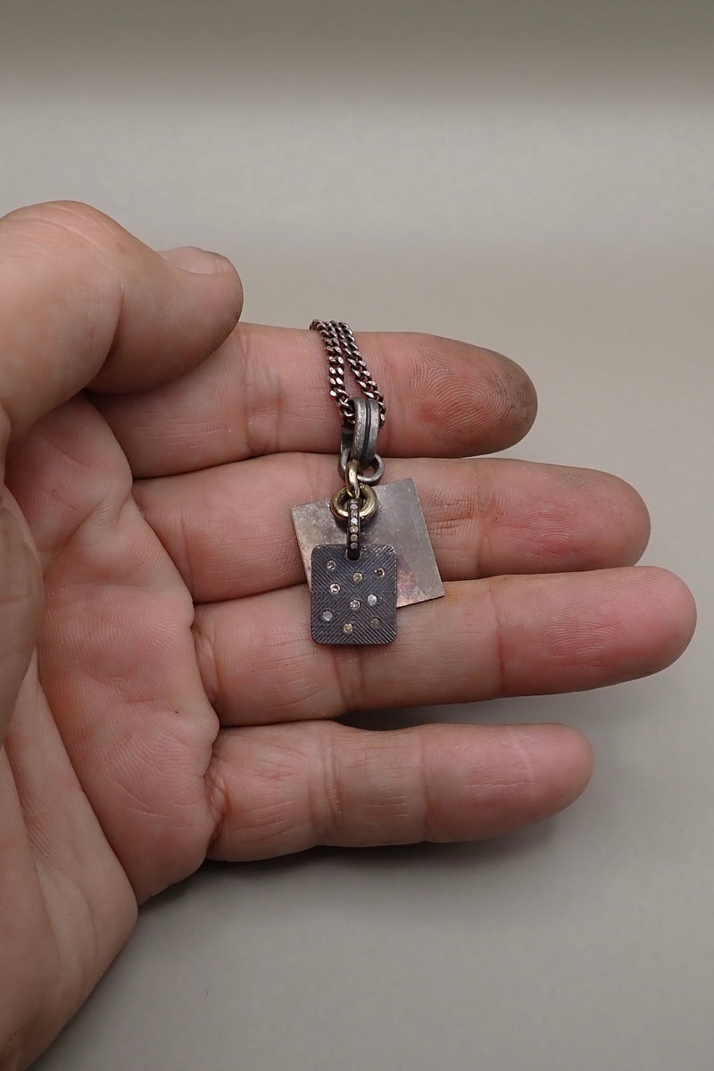 DOUBLE DIAMOND DOG TAGS NECKLACE