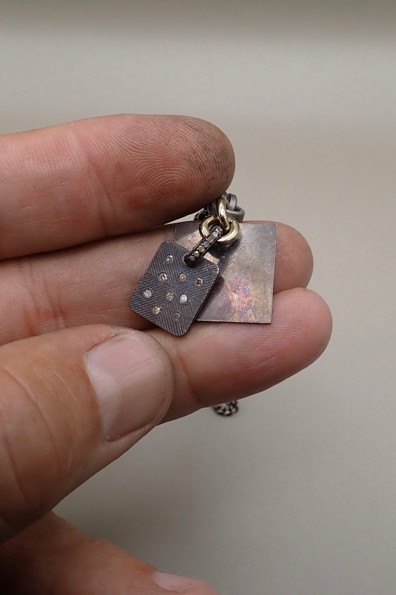 DOUBLE DIAMOND DOG TAGS NECKLACE
