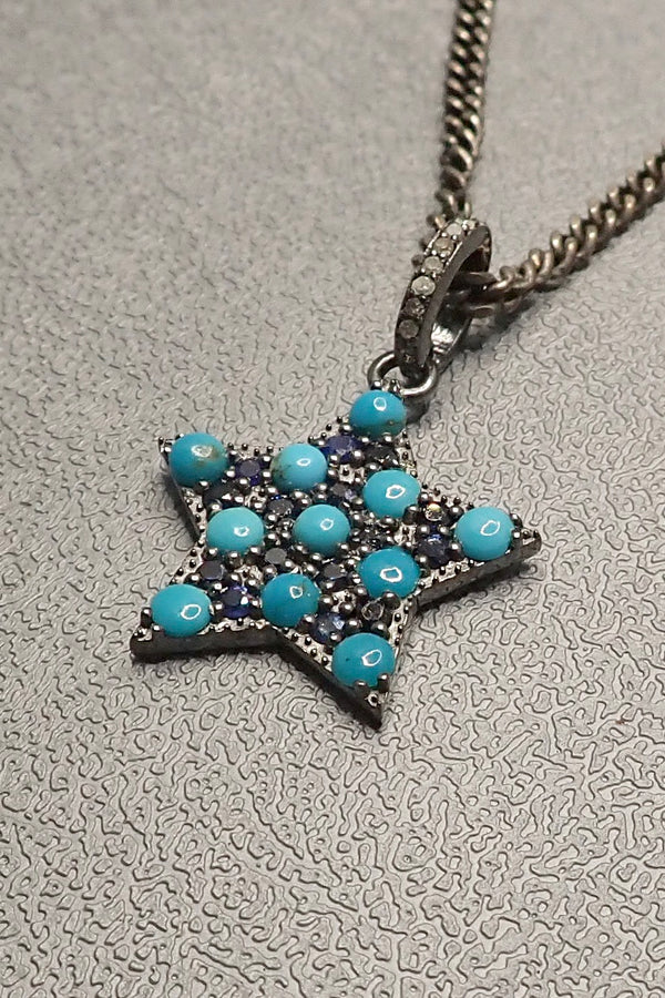 TURQUOISE & SAPPHIRE STAR PENDANT