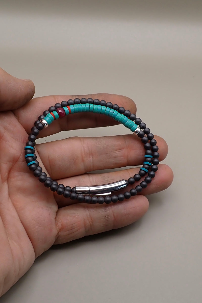 DOUBLE WRAP HEMATITE BRACELET