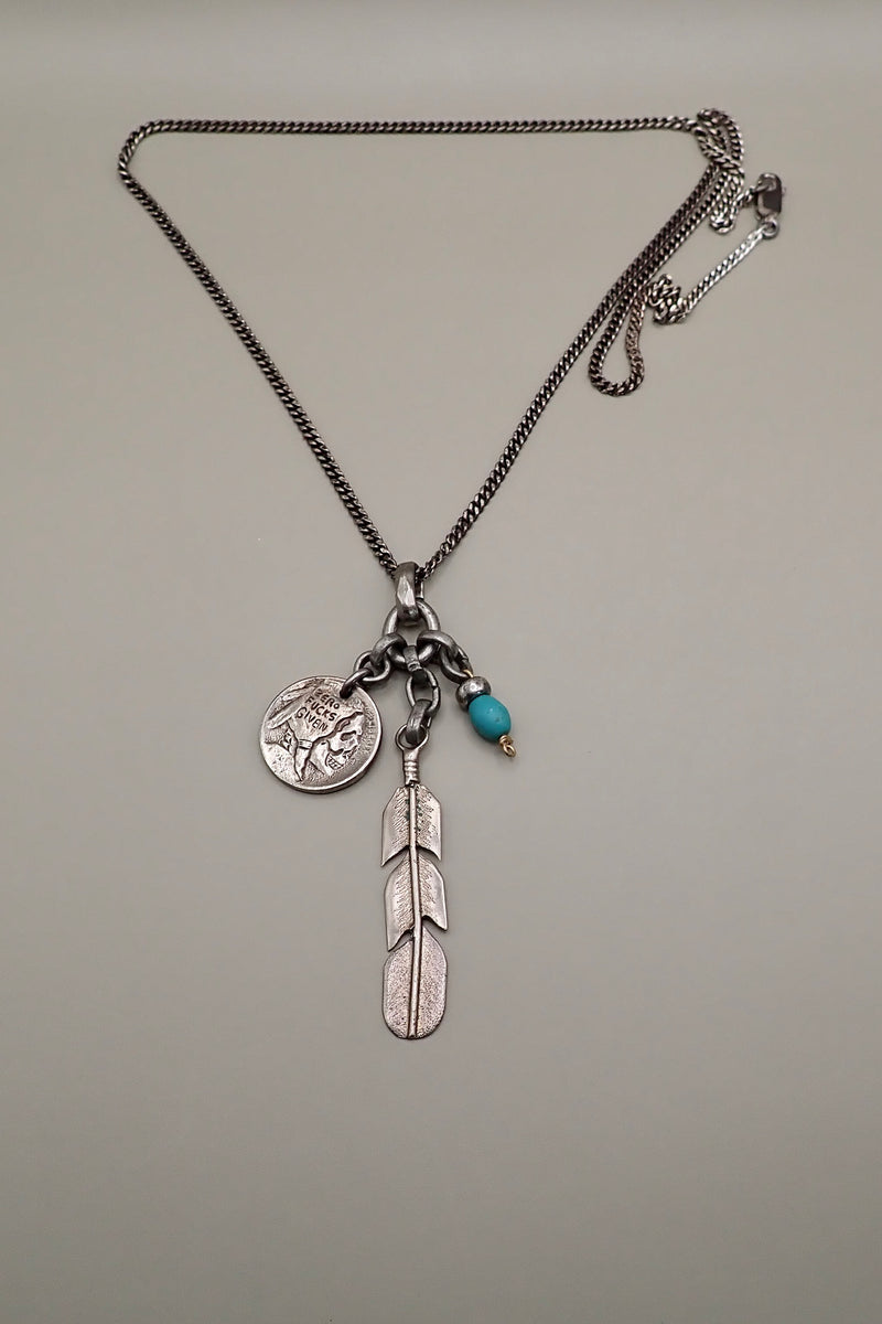 SKULL & FEATHER PENDANT
