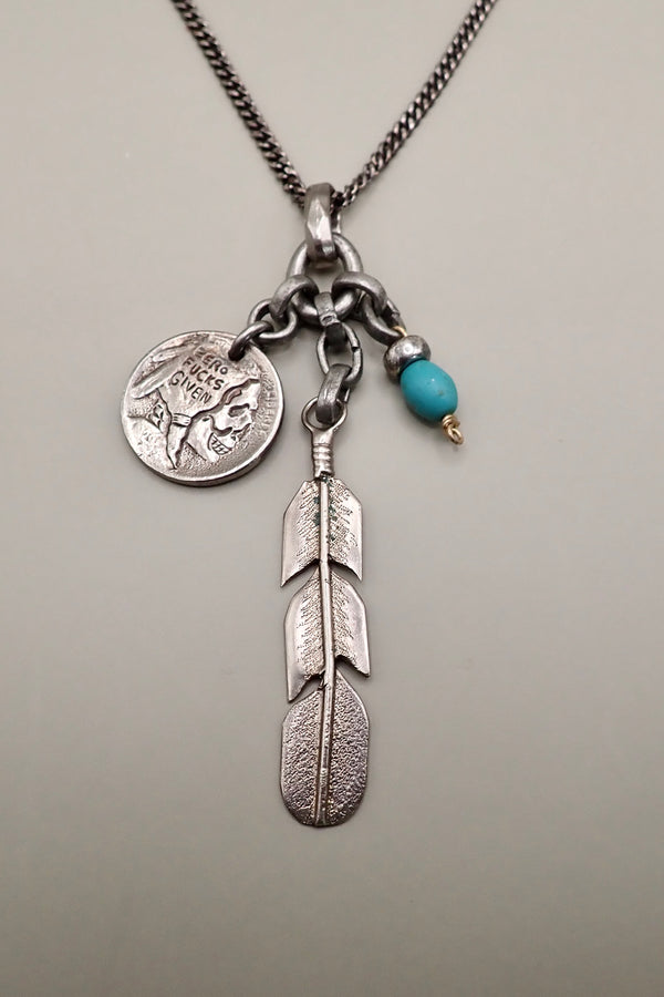 SKULL & FEATHER PENDANT