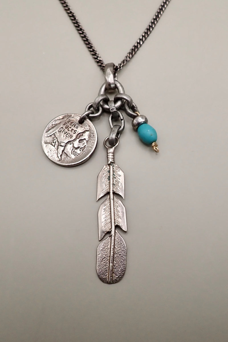 SKULL & FEATHER PENDANT