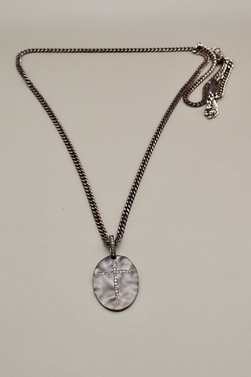 DIAMOND SHIELD CROSS NECKLACE