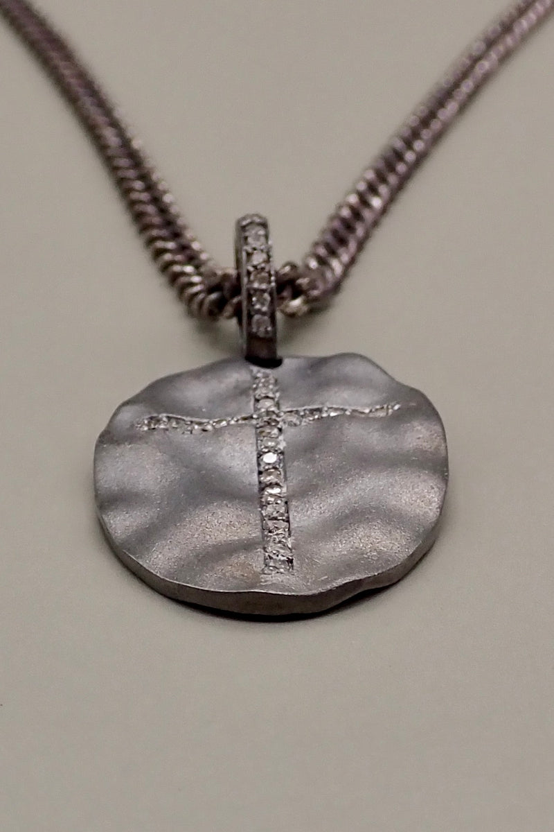 DIAMOND SHIELD CROSS NECKLACE