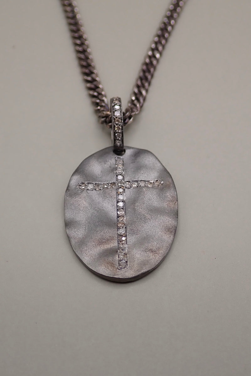 DIAMOND SHIELD CROSS NECKLACE