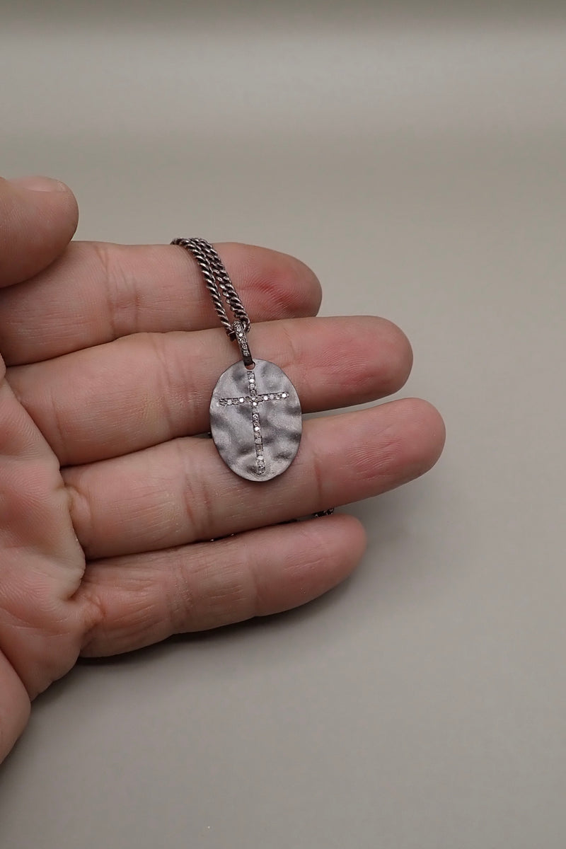 DIAMOND SHIELD CROSS NECKLACE