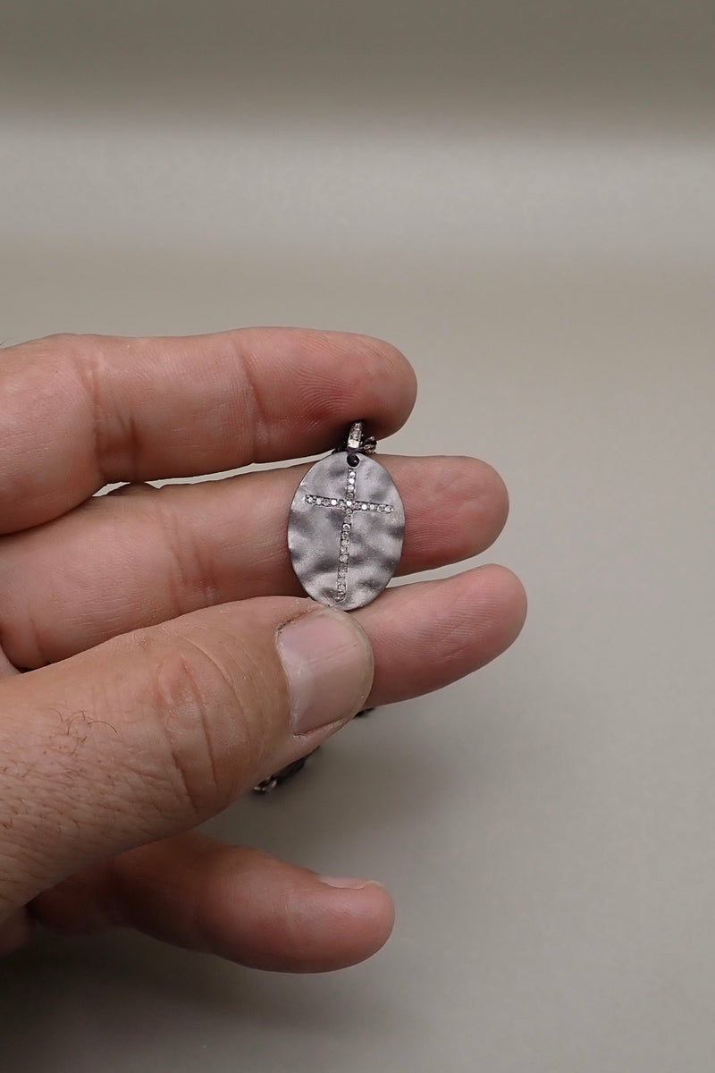 DIAMOND SHIELD CROSS NECKLACE