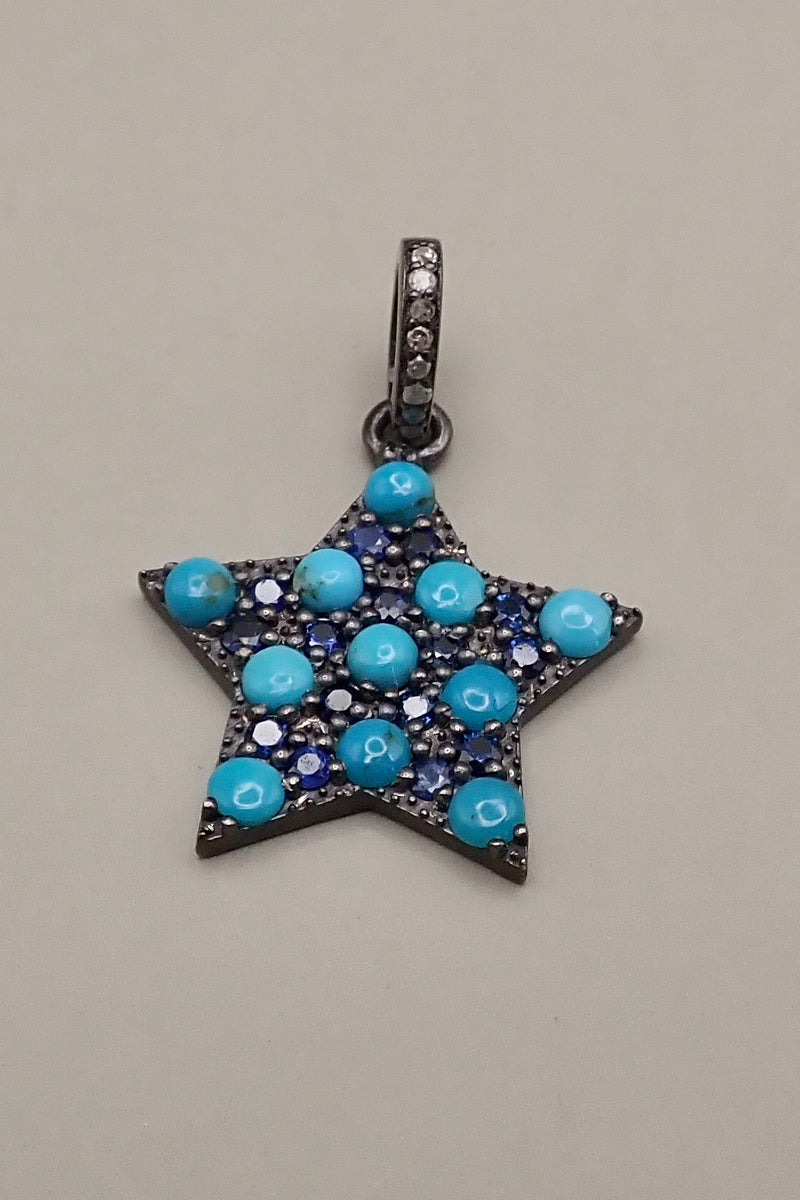 TURQUOISE & SAPPHIRE STAR PENDANT