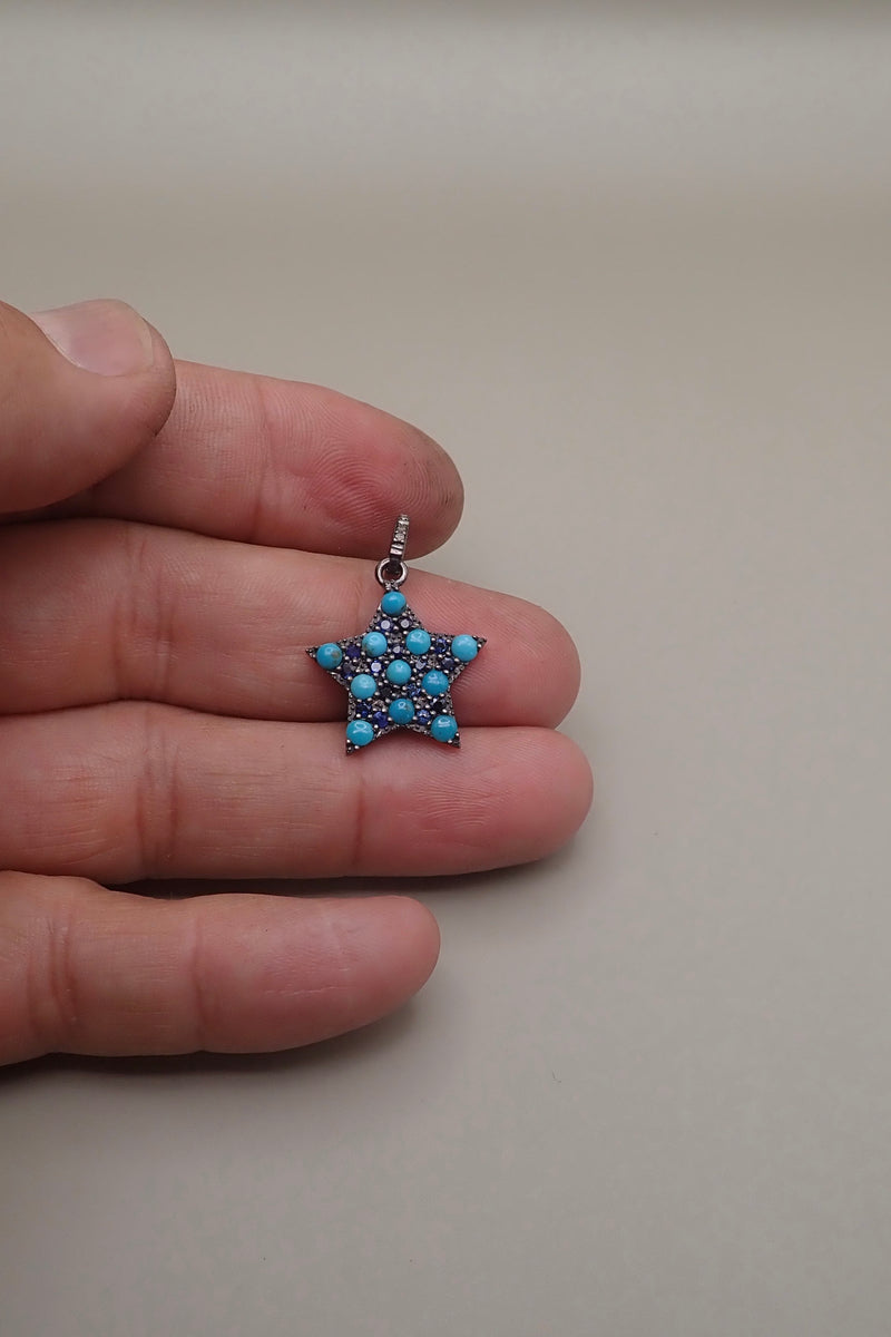 TURQUOISE & SAPPHIRE STAR PENDANT