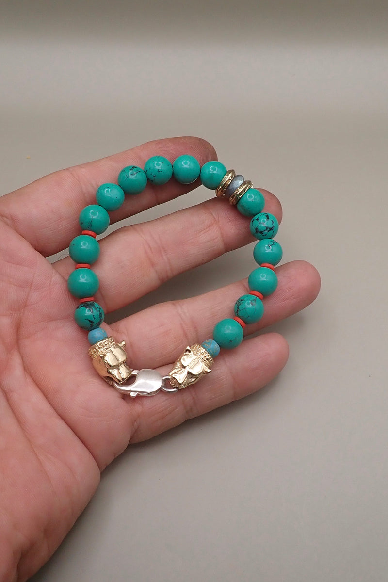 LION HEADS TURQUOISE BRACELET