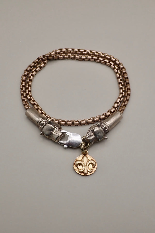 DOUBLE WRAP LION HEADS BRACELET