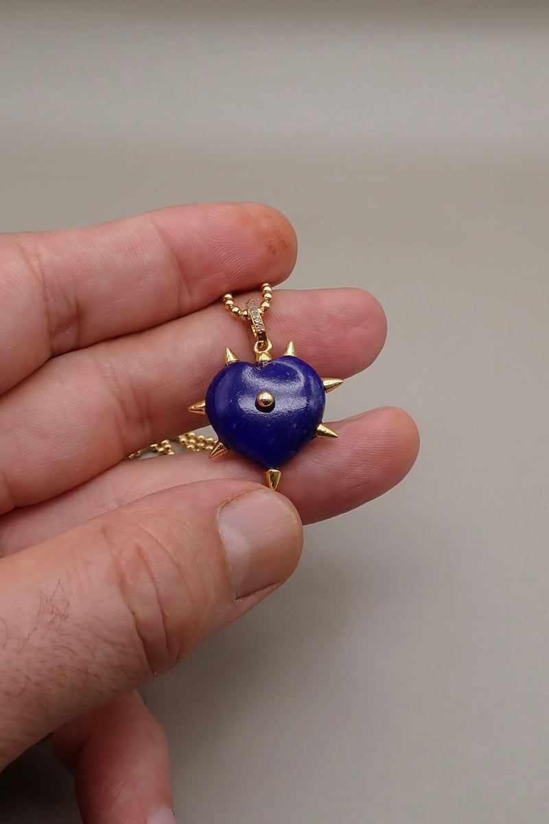 LAPIS LAZULI HEART PENDANT NECKLACE