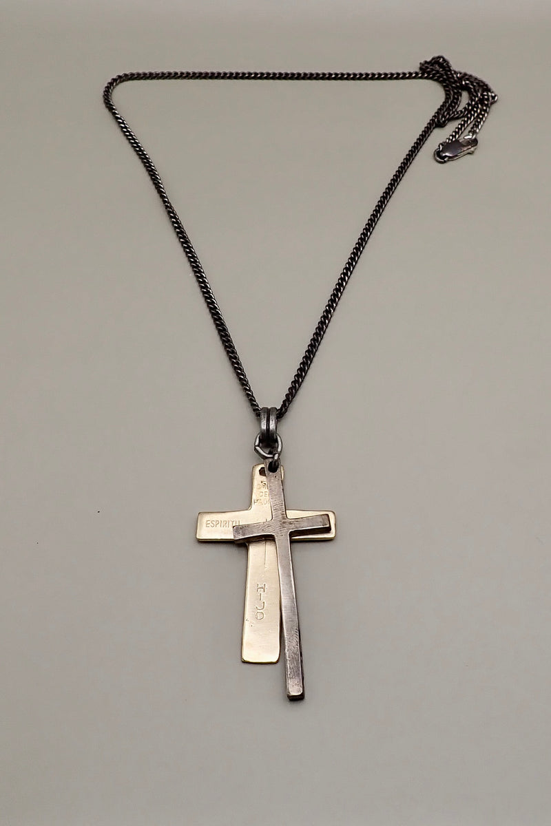 DOUBLE CROSS ENGRAVE NECKLACE