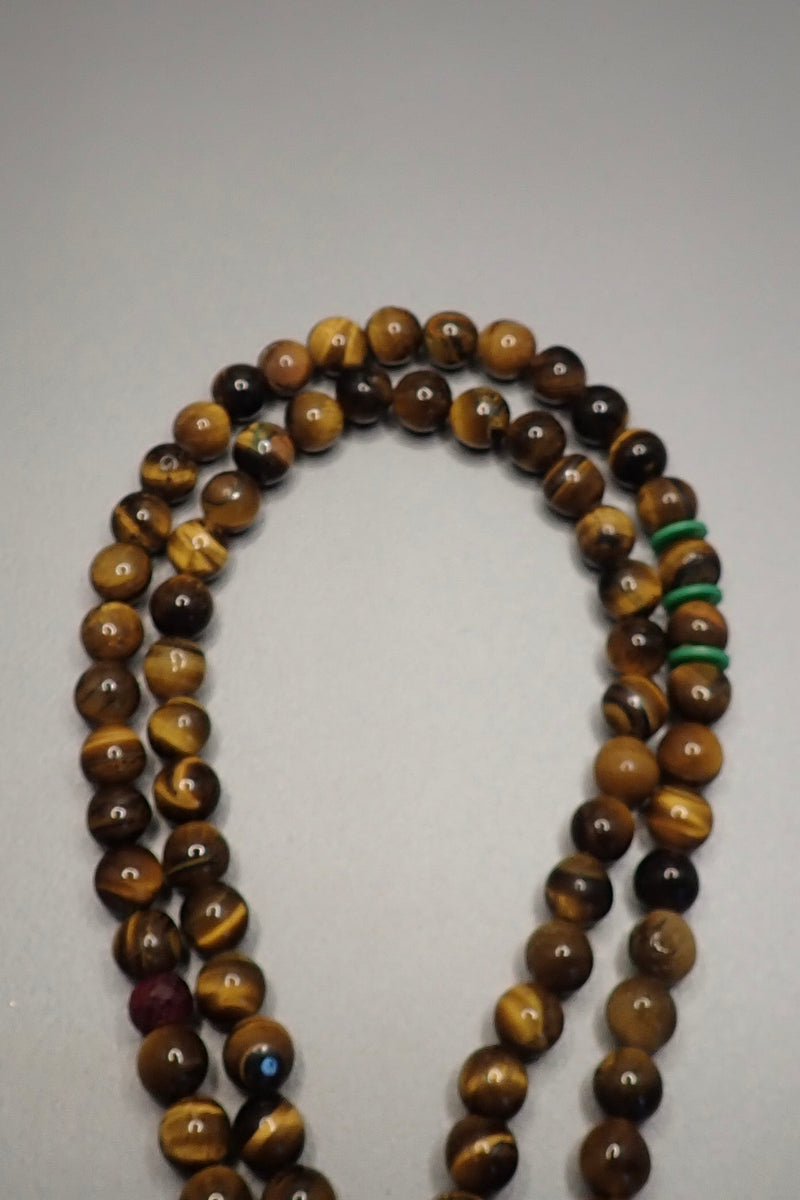 TIGER EYES BEADED NECKLACE -one made