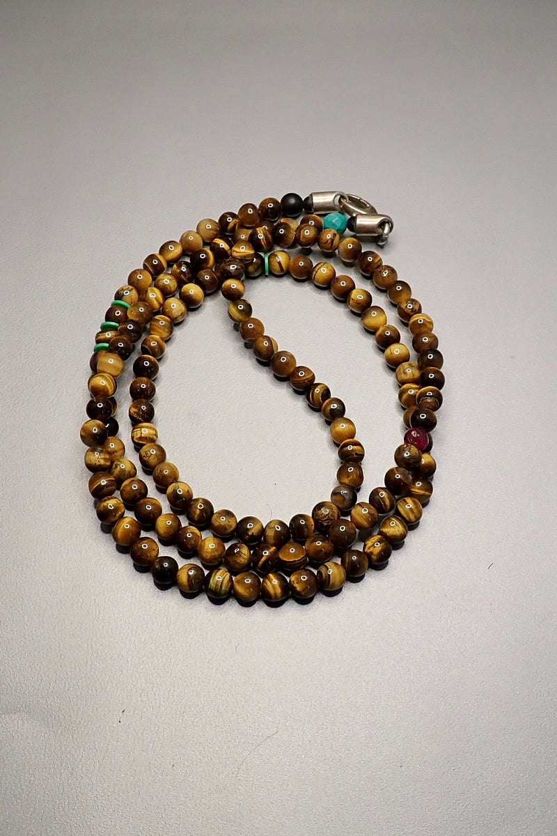 TIGER EYES BEADED NECKLACE -one made