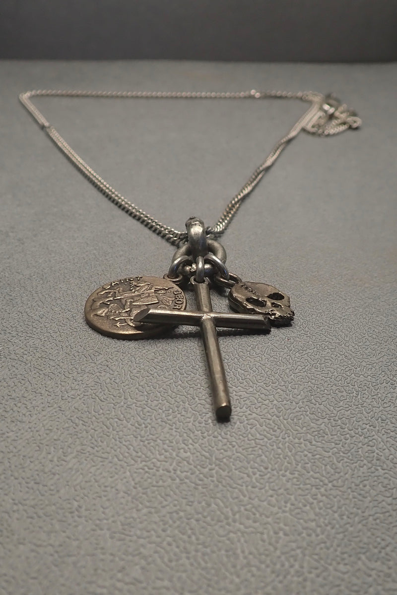 CROSS MEDAL & SKULL NECKLACE
