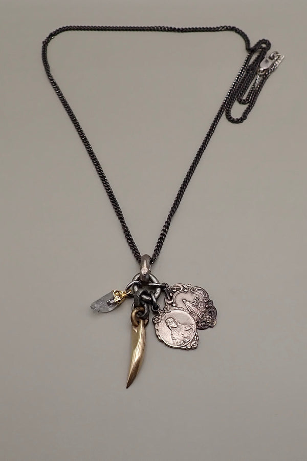 SMALL HORN & MEDALS NECKLACE