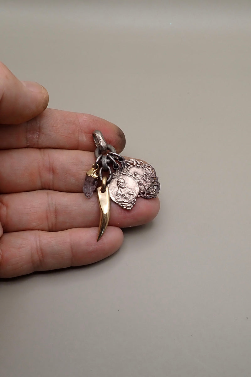 SMALL HORN DOUBLE MEDALS PENDANT