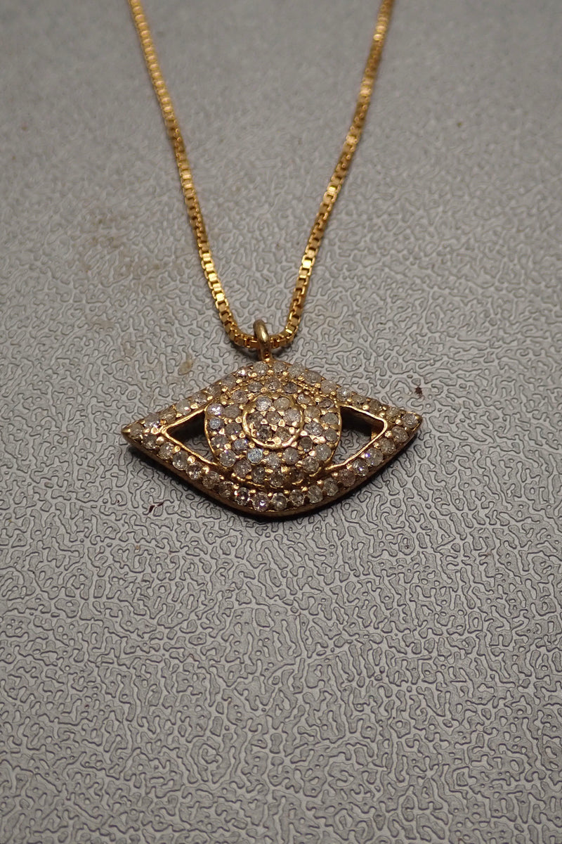 SMALL DIAMONDS DEVIL EYE PENDANT - one made