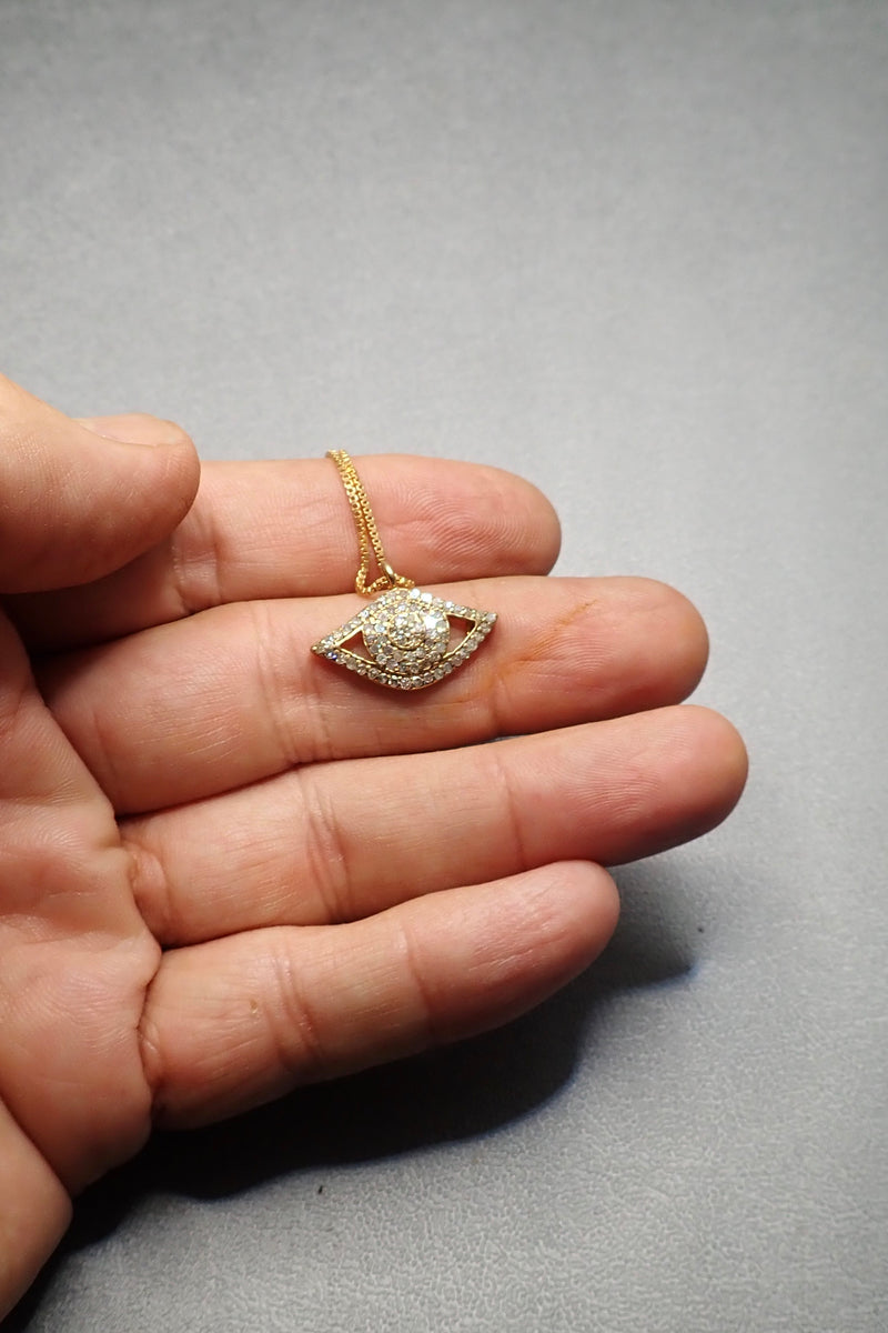 SMALL DIAMONDS DEVIL EYE PENDANT - one made