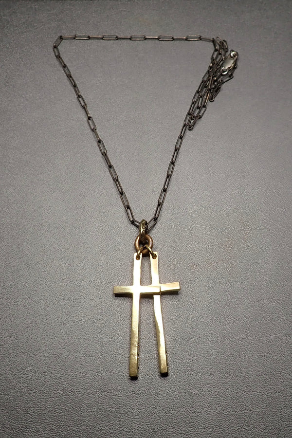 BRONZE DOUBLE CROSS - two made