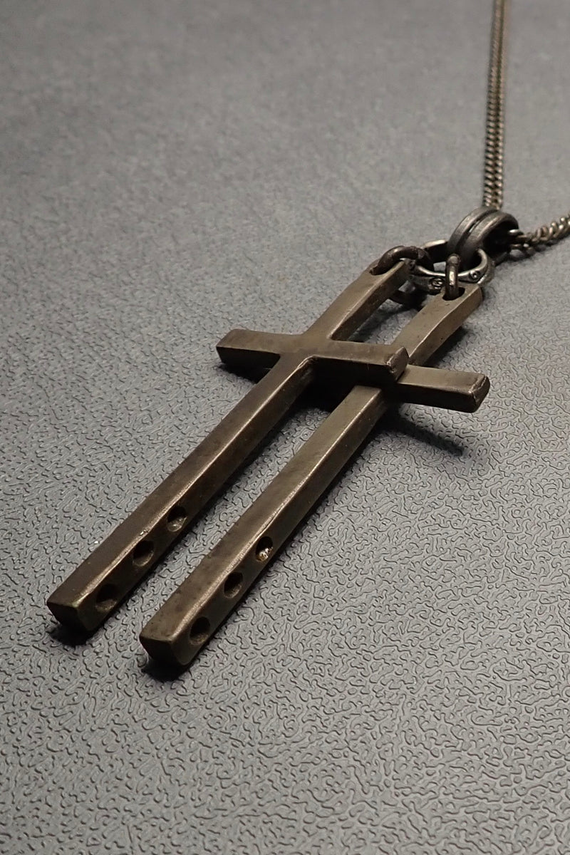 Double cross necklace silver discount