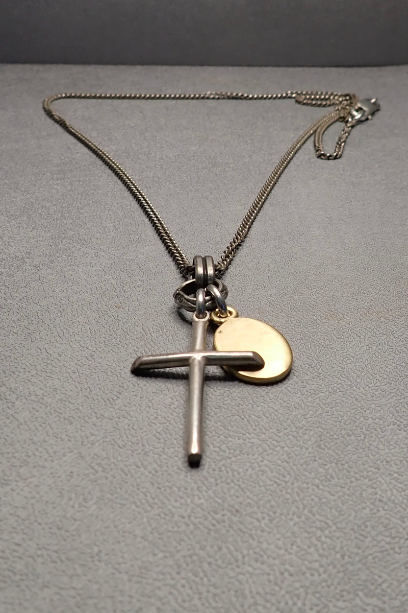 SILVER CROSS & OVAL PENDANT