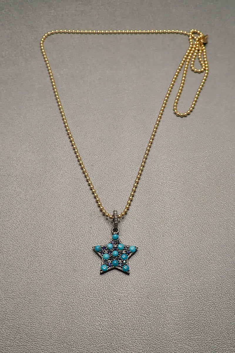 TURQUOISE & SAPPHIRE STAR PENDANT